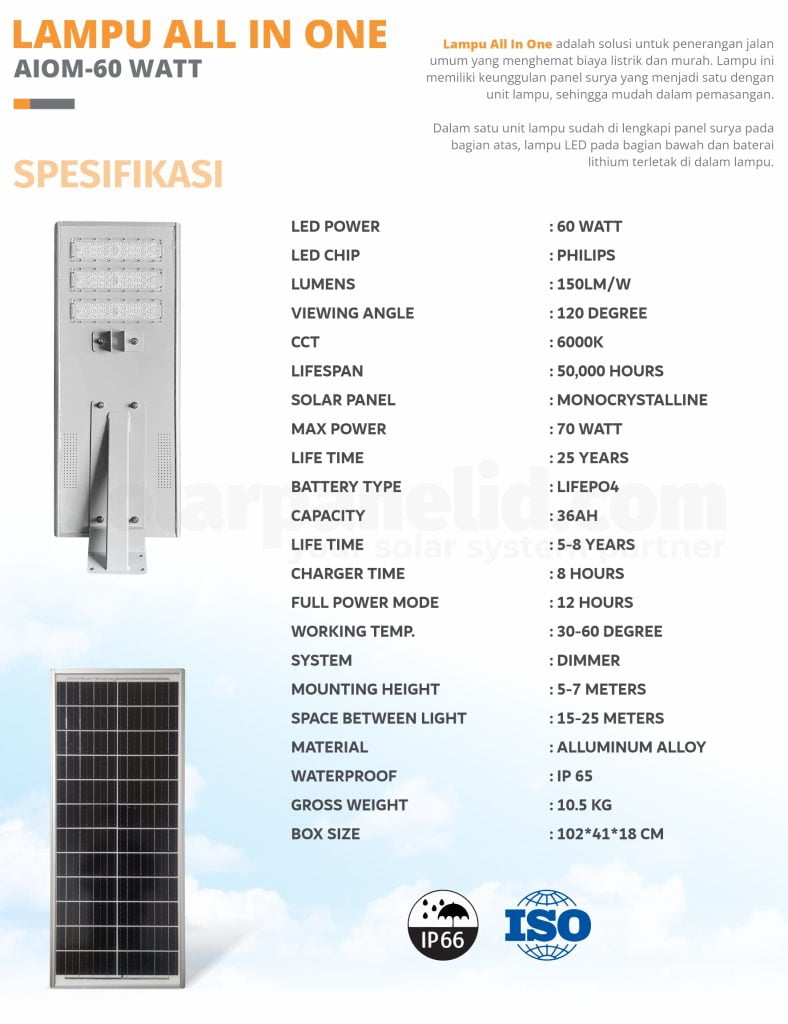 Daftar Harga lampu PJU Tenaga surya Lithium Garansi 2 tahun