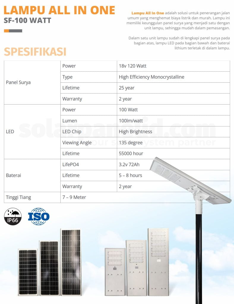 Lampu Tenaga Surya Lithium 100 Watt