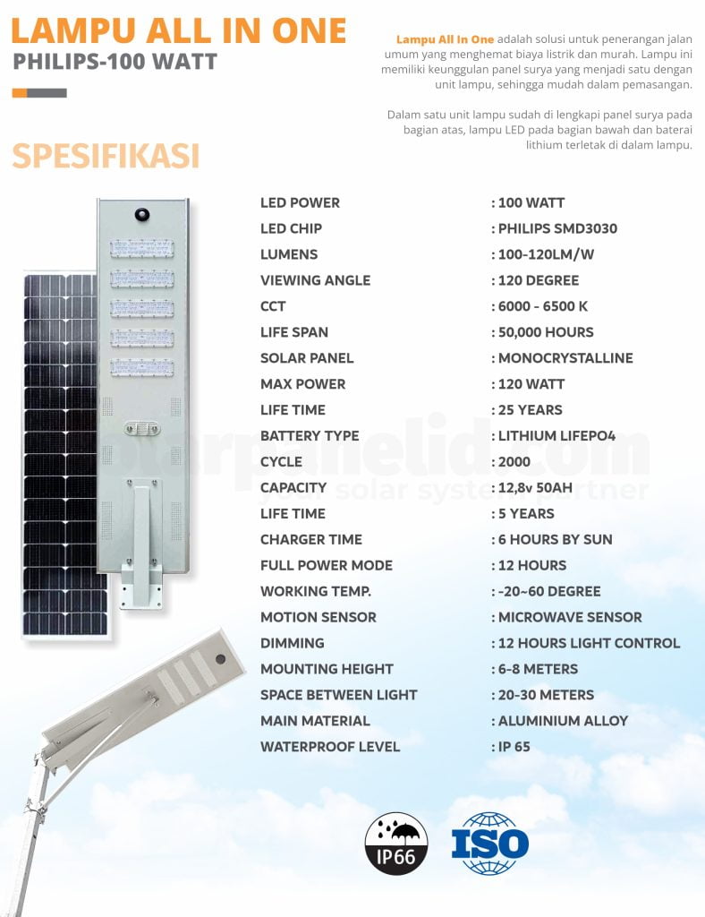 PJU Solarcell 100 Watt Terbaik