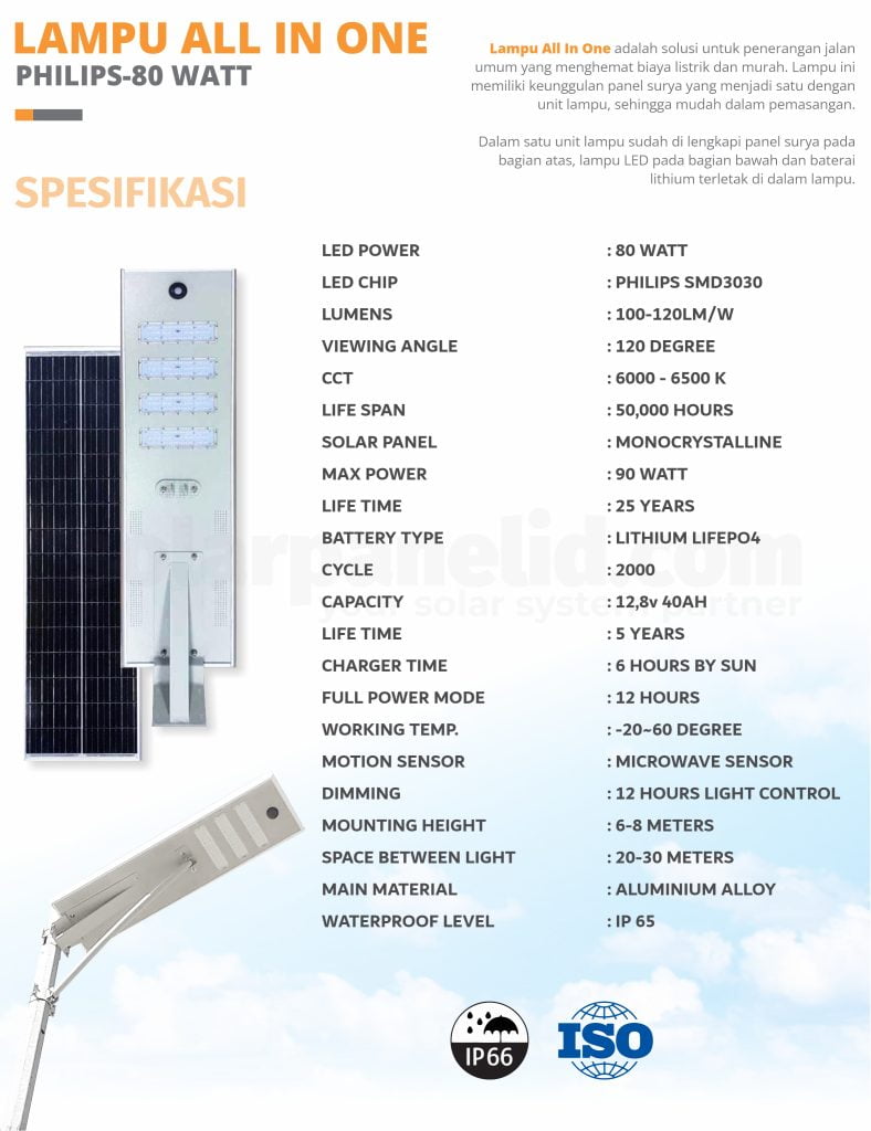 PJU Solarcell 80 Watt Berkualitas
