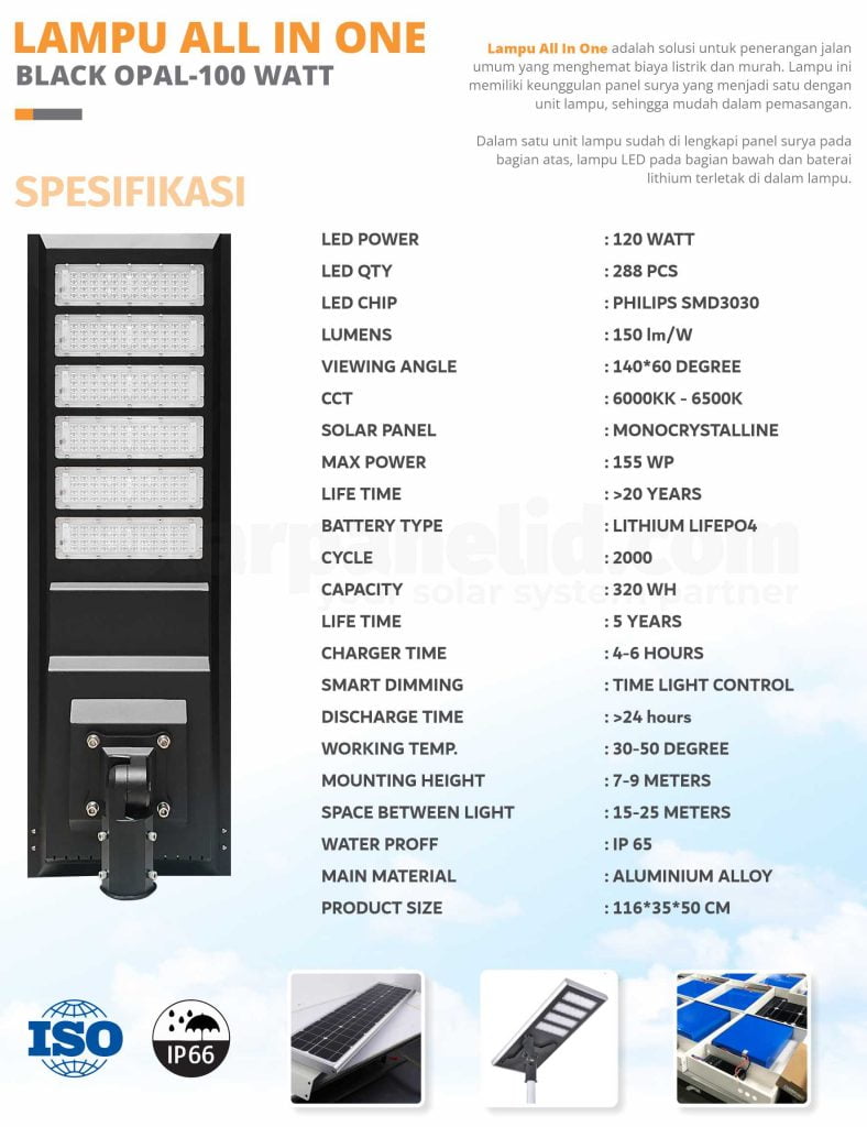 Rekomendasi Lampu Tenaga Surya All In One 120 Watt Bergaransi