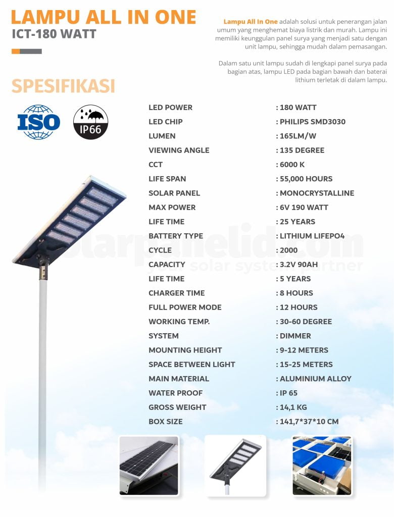Rekomendasi PJU Solarcell 180 Watt
