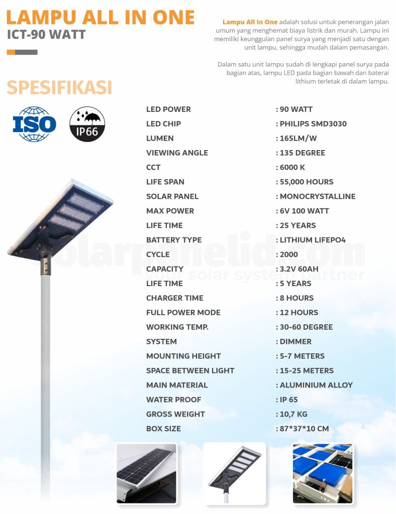 Rekomendasi PJU Solarcell 90 Watt Murah